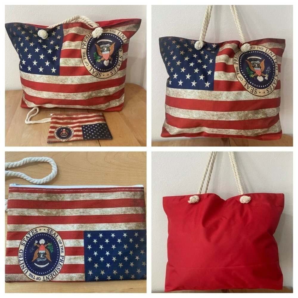 UNITED STATES OF AMERICA PRESIDENT Americana TOTE bag travel bag with wristlet
